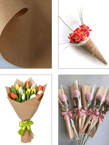  Упаковка для цветов из крафт - бумаги