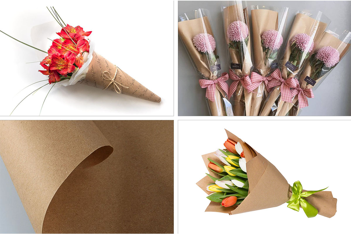 Упаковка для цветов из крафт - бумаги
